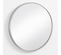Floralcraft 60cm Adele Wall Mirror - Silver, Metal Frame Large Round Wall Mounted Mirror for Bedroom/Bathroom/Living Room
