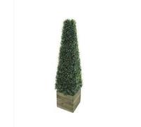 Floralcraft® 85cm (2.8ft) Artificial Boxwood Pyramid Cone Topiary Tree with Wooden Planter - Indoor & Outdoor Faux Topiary for Garden, Patio, Porch & Home Décor