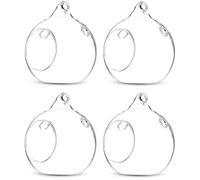Floralcraft® 8cm Hanging Vented Clear Glass Tealight Holder Baubles Ball Sphere Terrarium Candle Holder for Wedding Christmas Halloween Home Outdoor Garden DIY Gifts (Set of 4)