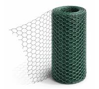 Floralcraft 90cm x 10m PVC Coated Chicken Wire Mesh Roll - 25mm Hexagonal Holes - Green Galvanised Garden Netting for Hen Coops, Rabbit Runs, Plant Protection & Fencing