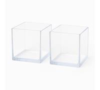 Floralcraft® Clear Acrylic Cube Vase - 10cm Mini Square Vase for Home, Office, Table, Flowers Decoration, Party, Wedding (Pack of 2)