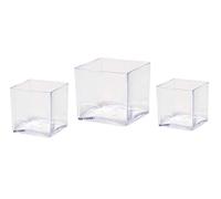 Floralcraft® Clear Acrylic Cube Vase, Set of 3 Vase in 1 Pack - 10cm, 12.5cm and 15cm
