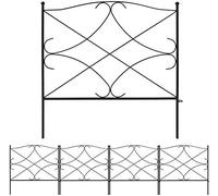 Floralcraft® Garden Fence Panels - Black Metal Border Edging, 61cm Rustproof Steel Decorative Fencing (Set of 5)