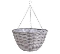 Floralcraft® Grey Willow Hanging Basket with Liner - 10" Ready to Hang Wicker Planter for Flowers, Herbs & Trailing Plants - Garden, Patio & Balcony