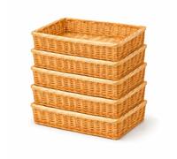 Floralcraft Hamper Basket - Pack of 5 - Natural Wicker Rectangular Storage Basket 36cm x 25cm