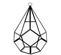 Floralcraft® Hanging Teardrop Terrarium, Black Glass Plant Display (H26 x W17cm), Decorative Hanging Planter for Succulents, Ferns, Moss & Cacti