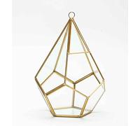 Floralcraft® Hanging Teardrop Terrarium, Gold Glass Plant Display (H26 x W17cm), Decorative Hanging Planter for Succulents, Air Plants, Moss & Cacti