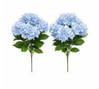 Floralcraft® Pale Blue Hydrangea Bush (Set of 2) - 50cm Artificial Flowers, 5 Heads per Bush, 8cm Blooms