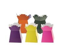 Floralcraft Primary Mix Hand-Tied Vase Florist Bouquet Box, Presentation/Transporter Box/Flower Plant Aqua Boxes, (Pack of 10, Yellow, Orange, Green, Purple and Cerise)