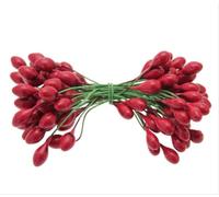 Floralcraft® Red Double Ended Artificial Holly Berries x100 for Christmas Tree Decorations, Wreath Craft, Bright Red Plaster Berries, 8mm Berries on 8cm Wire, Perfect for Garlands & Swags