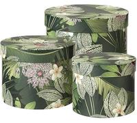 Floralcraft® Set of 3 Fauna Hat Boxes with Lids, Empty Storage Boxes Round Lined Cardboard Florist Hat Boxes for floral Arrangements Wedding Anniversary Valentines Gift Christmas