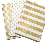 Floralcraft Tissue Paper Sheets - Gold & White, Gift Wrap Paper Bulk Packaging Paper Sheets for Christmas Birthday Wedding Nursery Party Decorations - 50 x 75cm (60 Sheets, 3 Designs)
