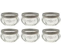 Floralcraft® Vintage Glass Tealight Holders Set of 6 - Decorative Votive Candle Holders with Metal Rim for Weddings, Table Centrepieces and Home Décor