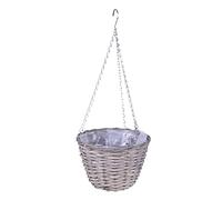 Floralcraft Willow Hanging Basket (25cm D x 17cm H) - Set of 2 - Gray Rattan Wicker Weave Wall Planter Pot Hanging Flower Pot Plant Basket Home Garden Wall Decoration