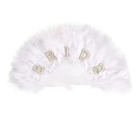 FloralGrace 1 Piece Folding Hand Fan for Ladies, Bride to be Gift Feather Fan for Wedding Guests, Folding Feather Handheld Fan for Burlesque, Stage Plays or