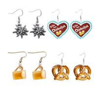 FloralGrace 1 Piece Gingerbread Heart Earrings, Oktoberfest Decoration, Funny Food Earrings, Gift for Beer Lovers, Cute Girls Exotic Earrings Oktoberfest Decoration