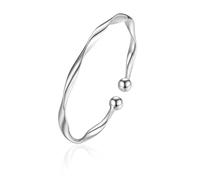 FloralGrace 1 Piece Sterling Silver Bracelets for Women Silver Cuff Bracelet Adjustable Jewellery Fashion Simple Open Bracelets Cuff Jewellery for Women Mother Wife Mother's Day