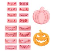 FloralGrace 13 Piece Halloween Cookie Cutter Set Pumpkin Face Cookie Cutter Tool Cookie Stamp Plastic Mold Cookies Pastry Fondant Shapes Cake Decoration Cookie Cutter