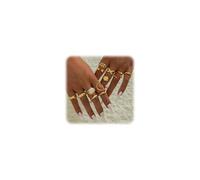 FloralGrace 15 Piece Gold Thick Ring Set for Women Gold Plated Chunky Dome Stackable Open Simple Band Rings Statement Trend Rings Gift