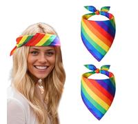 FloralGrace 2 Pack Square Rainbow Bandana, Pride Outfit for Women and Men, Rainbow Accessories, Colourful Scarves for Rainbow Costume