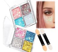 FloralGrace 2-Piece Face Glitter, Body Glitter for Women, Glitter Palettes with 8 Colours Glitter Gel for Face, Face Glitter for Kids, Face Glitter