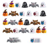 FloralGrace 24-Piece Halloween Pull-Back Toy Cars, Assorted Ghosts Eyeballs Bats Pumpkins Small Toy Cars Halloween Friction Powered Racers
