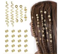 FloralGrace 26 Piece Hair Jewellery Set With Gold Coloured Hair Rings, Versatile Dreadlocks Jewellery For Women, Perfect For Parties And Events