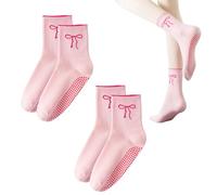FloralGrace 3 Pairs White Cute Cross Pilates Socks With Grip For Women Cotton Yoga Non-Slip Crew Socks Workout Ballet Gifts Tennis Socks Ladies 39 42