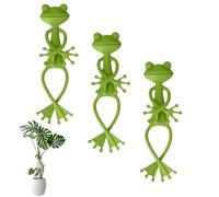 FloralGrace 3 Piece Frog Plant Stand, Versatile Green Frog Plant Supports Sturdy Cartoon Plant Branch Connectors for Indoor and Outdoor Garden Decorations