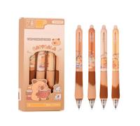 FloralGrace 4 Piece Capybara Retractable Pens, Gel Pen Set, Erasable Ballpoint Pen Set, Capybara Ink Pens(Capybara 3)