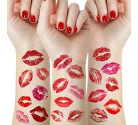 FloralGrace 4 Piece Valentine's Day Lip Temporary Tattoos Red Pink Lip Print Kiss Face Tattoo Stickers Body Decoration For Girls