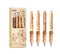 FloralGrace 4 pieces Capybara Retractable Pens, Gel Pen Set, Erasable Ballpoint Pen Set, Capybara Pens Ink Pen for School, Office, Stationery