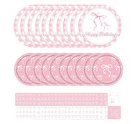 FloralGrace 40pc Pink Bow Party Decorations, Plates & Napkins for 20 People, Paper, Feminine/Girlish Style, DISHWARE, Dinner & Side Plates, Pink Party Supplies