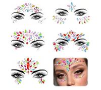 FloralGrace 5 Piece Glitter Face Gem Set, Self-Adhesive Rhinestones for Face, Colourful Tattoo Stickers, Temporary Tattoos, Gems for Carnival Makeup Party