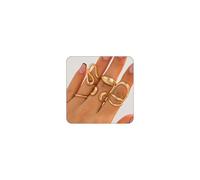 FloralGrace 5 Piece Ring Set Gold Women's Chunky Rings Gold, Waterproof Rings Gold Plated Stackable Statement Rings Gold Jewellery Set Finger Rings