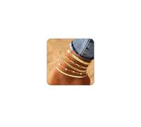 FloralGrace 5 Pieces Gold Anklet Set for Women, Gold Plated Waterproof Cuban Bead Snake Chain Anklet Set, Gold Anklet for Women Beach Gift