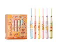 FloralGrace 6 Pack Capybara Highlighter Markers Cute Capybara Pastel Highlighter Pens for Students Boys Girls Women School Supplies