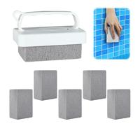 FloralGrace 6 Piece Handheld Pool Pumice Stone Swimming Pool Tile Cleaner Block with Handle for Spa Tile Grout Concrete Cleaning