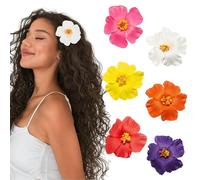 FloralGrace 6 Piece Hawaiian Flower Hair Accessories For Women, Hibiscus Flower Hair Clips, For Plumeria Hair Clip Summer Boho Style
