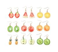FloralGrace 9 Pieces Enjoy Various Fruit Earrings for Women Kiwi, Watermelon, Lemon, Orange Slice, Citrus Unusual Fruit-Shaped Earrings for Girls