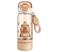 FloralGrace Capybara Drinking Bottle With Lid & Keychain Cute Water Bottle With Silicone Straw Drinking Cup & Spout Portable Heat Resistant