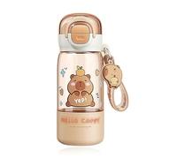FloralGrace Capybara Water Bottle With Lid Keychain Cute Water Bottle With Straw And Leak-Proof Closure BPA Free Plastic Kids (420ml)