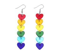 FloralGrace Heart-Shaped Rainbow Pride Earrings for Ladies, Lightweight Acrylic Earrings as Radiant LGBTQ Jewellery, Ideal for Pride Festivals and Events