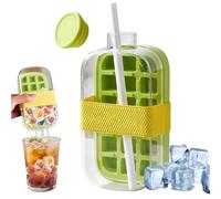 FloralGrace Ice Cube Bottle, 800 ml 2-in-1 Touch-Free Ice Cube Water Bottle with Lid and Bucket, Easy Press for Release Vertical Ice Cube Tablet