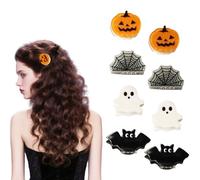 FloralGrace Mini Halloween Hair Clips For Girls Pumpkin Ghost Bat Spider Web Designs Cute Halloween