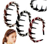 FloralGrace Neu Vintage High Cranium Artifical Pearl Hairband, Elegant Braided Pearl Hairband With Teeth, Non-slip Decorative Hairband Fashionable