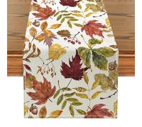 FloralGrace Onfaon Autumn Decoration For Home, Autumn Table Runner 33x183 Cm, Pumpkin Eucalyptus Leaves Thanksgiving Farmhouse Decor Table Decoration For Kitchen Dining