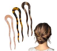 FloralGrace Pack of 3 French Hair Pins Made of Cellulose Acetate, Environmentally Friendly U Shaped Hair Clips for Elegant Updos and Weddings