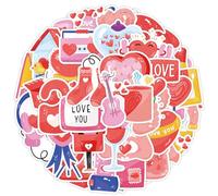 FloralGrace Pack of 50 Pink Heart Stickers, Love Stickers for Scrapbooking, Aesthetic Stickers for Water Bottles and Laptop, Weatherproof Vinyl Stickers for Preppy Things