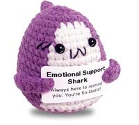 FloralGrace Positive Crochet Shark, Handmade Emotional Support Doll Gift with Positive Message for Women and Men